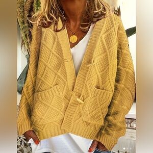Cozy yellow Cable Knit Cardigan